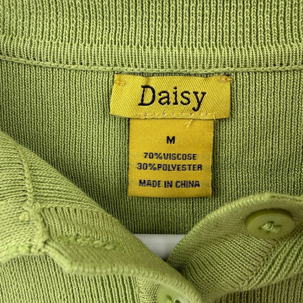 Daisy Womens Green Knit 2 Piece Set Polo Top M Pleated Mini Skirt S - Picture 3 of 10